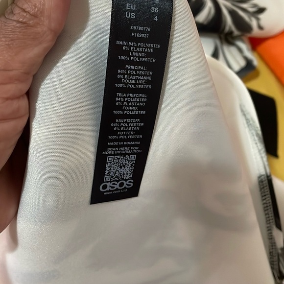 ASOS Elegant Black and White Floral One-Shoulder Dress - Picture 4 of 16